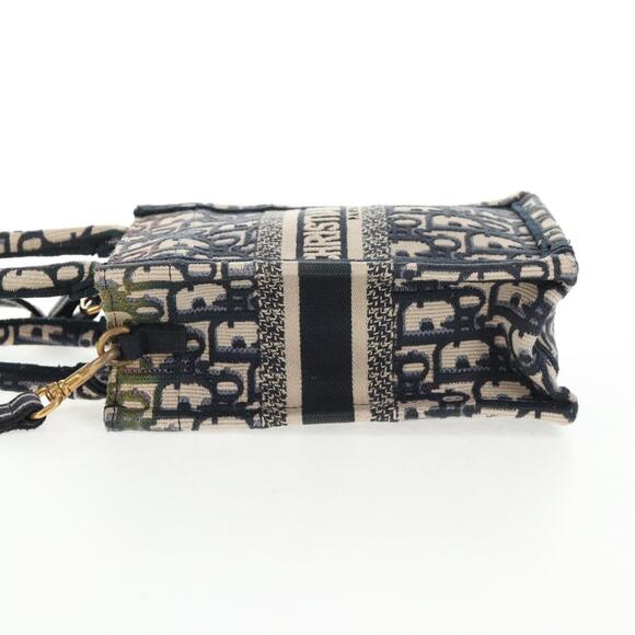 DIOR Trotter Canvas Book Tote Mini Bag Navy Gold - Picture 6 of 14